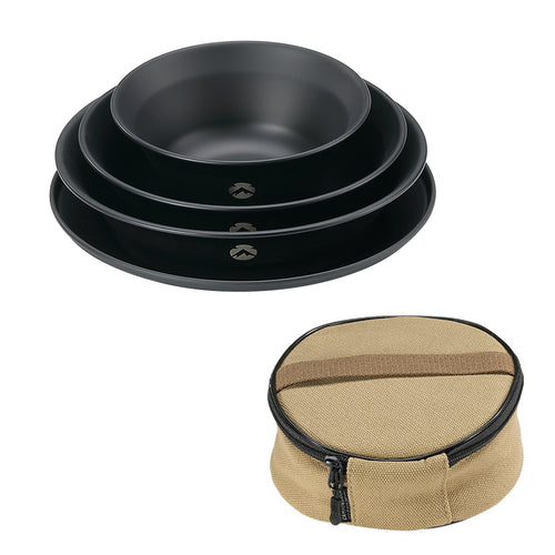 BKS395-1S 4-Piece Stainless Steel Camping Plates Set, Black BKS395-1S