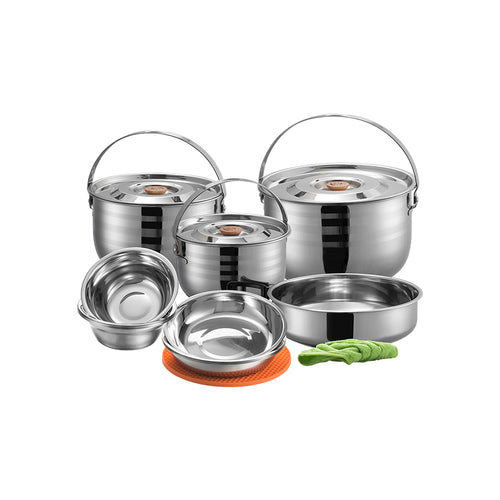 mc240 Stainless Steel Camping Mess Kit with Pots & Carry Bag