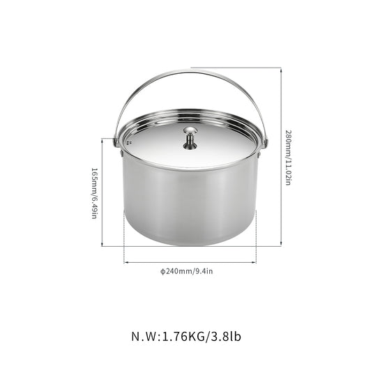 CC-24 Large Camping Outdoor Stockpot | Stainless Steel Aluminum Three-Ply Steel Pot, 5.8L