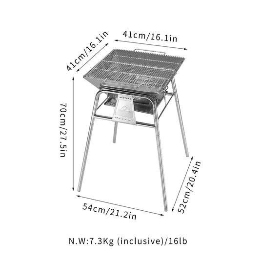 MT-5 Folding Charcoal Grill BBQ Stainless Steel Stand