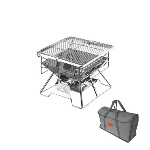 X-TWO Stainless Steel BBQ Grill, Sturdy Charcoal Barbecue Stove