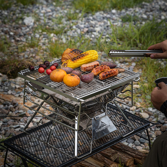 X-TWO Stainless Steel BBQ Grill, Sturdy Charcoal Barbecue Stove