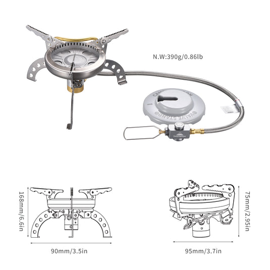 XD-1 Camp Stove Remote Canister, Portable Stove with Preheat Tube