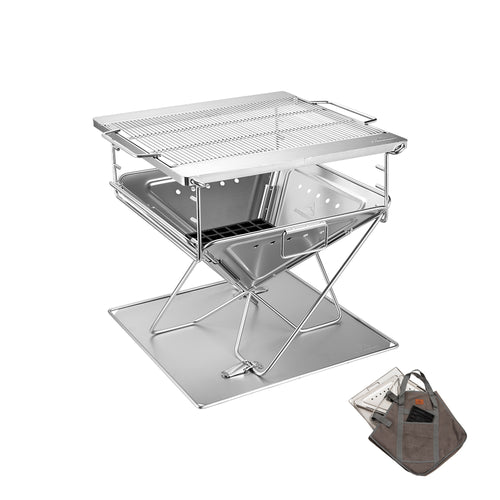 MT-055 20-inch Portable Stainless Steel Wood Burning Grill & Fire Pit