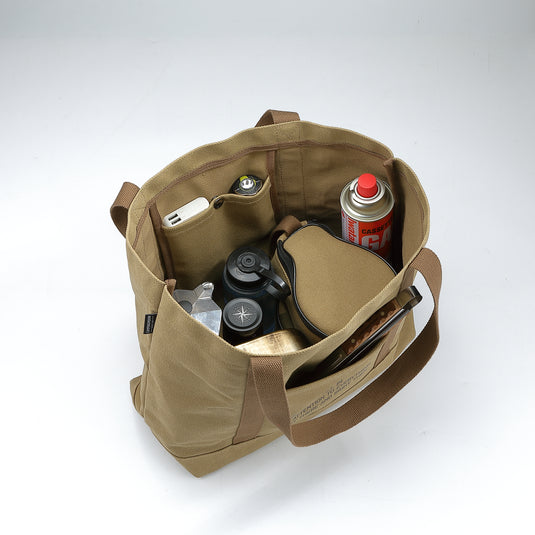 B-189 Open Top Canvas Tote Bag Long Handle Camping Gear Storage Case