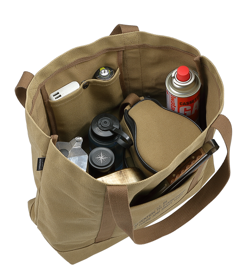 Load image into Gallery viewer, B-189 Open Top Canvas Tote Bag Long Handle Camping Gear Storage Case
