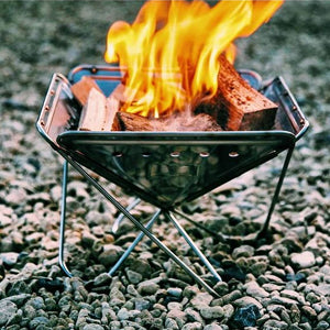 BE USED AS FIRE PITS
You could remove the grill and put charcoal or firewood in it to use it as a small fire pit/bonfire.
You could use it as a barbecue grill that is useful for bike touring, solo camping, and mountain climbing.
Burns multiple types of fuel, including charcoal, wood and wax logs.